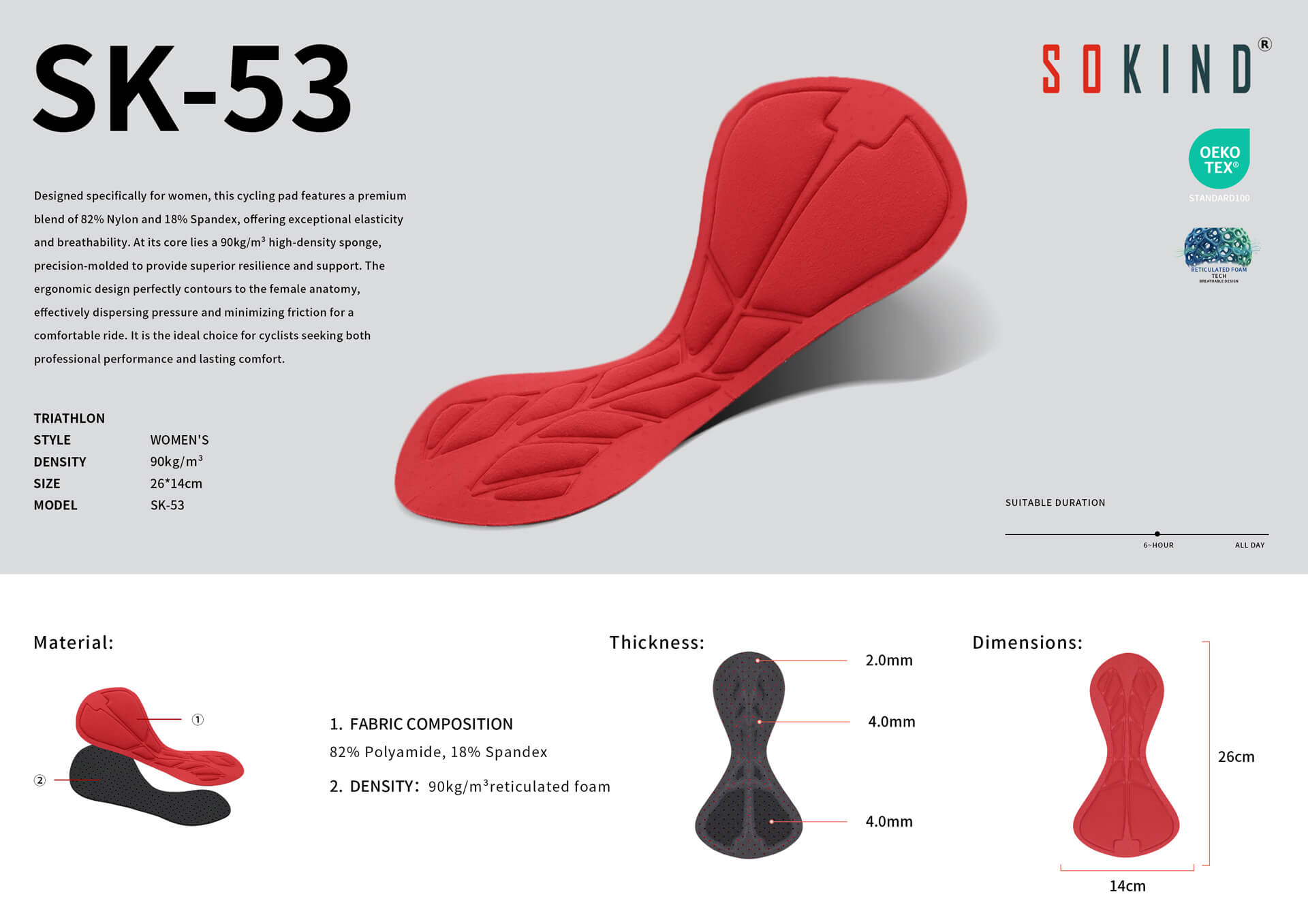 Oeko Tex Certificato Donne Ciclismo Pad Triathlon Camoscio Sk 53 Fornitore (5)