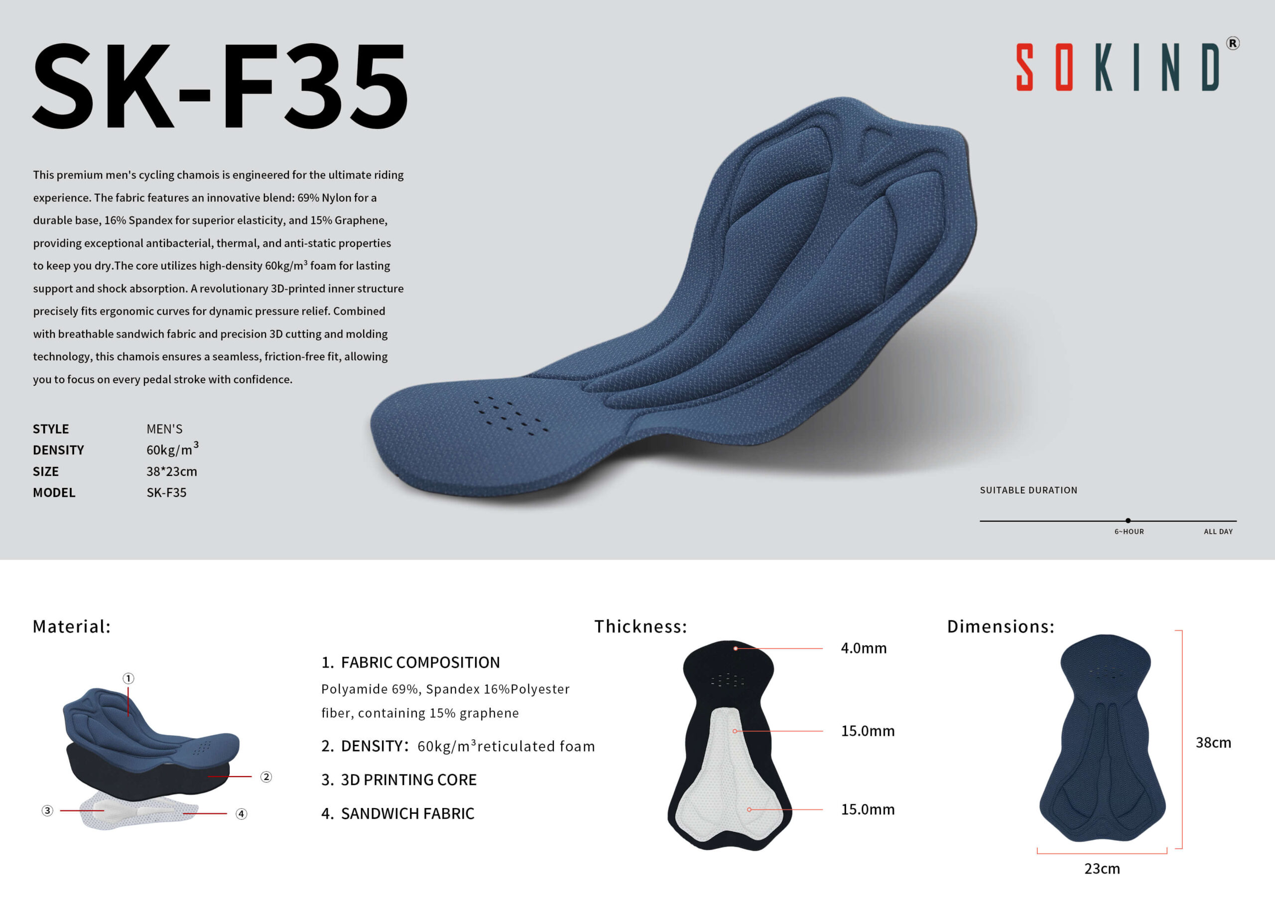 Wholesale Men's Cycling Chamois Sk F35 Cycling Pad Manufacturer (7)