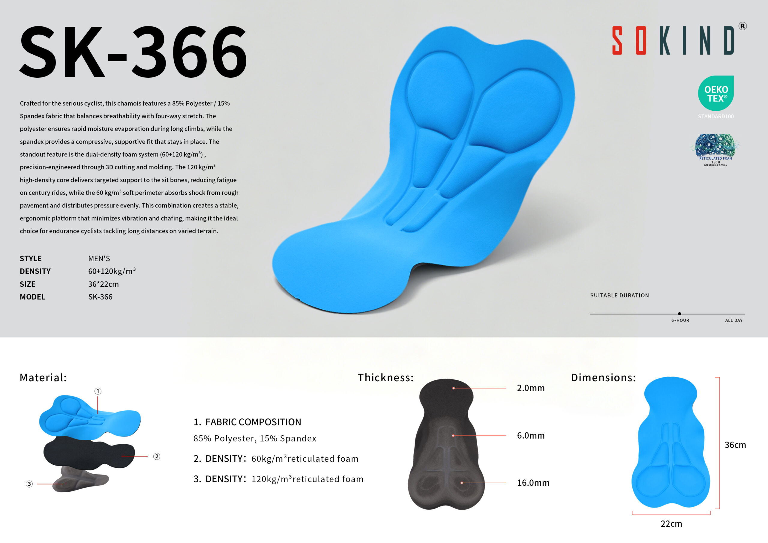 Ergonomic Men's Cycling Shock-Absorbing Padding SK-366 Supplier China Details